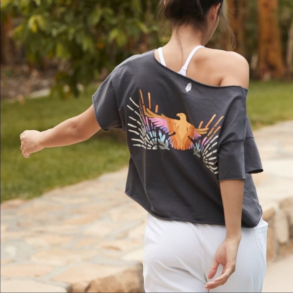 Free People Movement Charcoal Smokin Hot Tee Sz XS